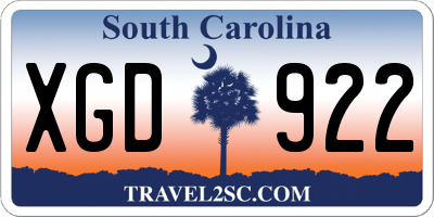 SC license plate XGD922