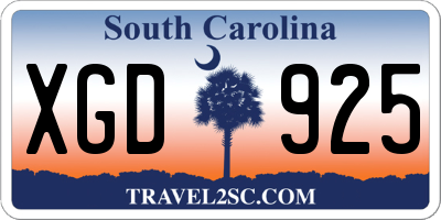 SC license plate XGD925