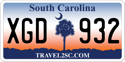 SC license plate XGD932