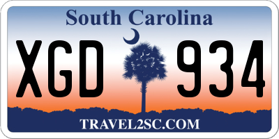 SC license plate XGD934