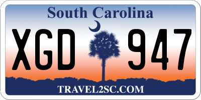 SC license plate XGD947