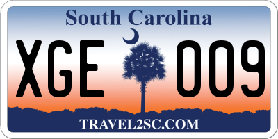 SC license plate XGE009