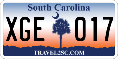 SC license plate XGE017