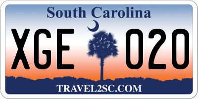 SC license plate XGE020