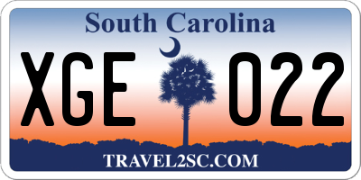 SC license plate XGE022