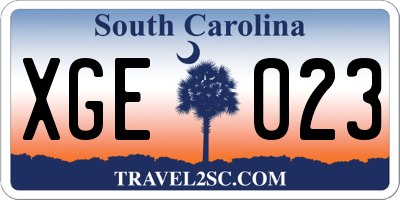 SC license plate XGE023