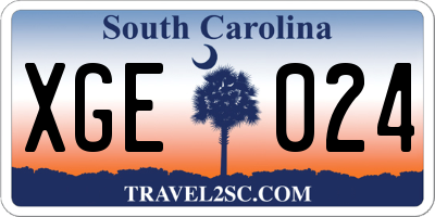 SC license plate XGE024