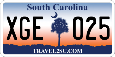SC license plate XGE025
