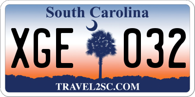 SC license plate XGE032