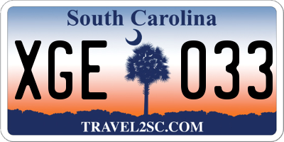 SC license plate XGE033