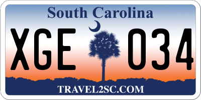 SC license plate XGE034