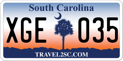 SC license plate XGE035