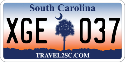SC license plate XGE037