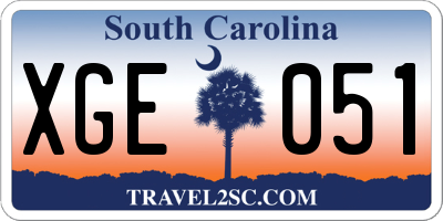 SC license plate XGE051