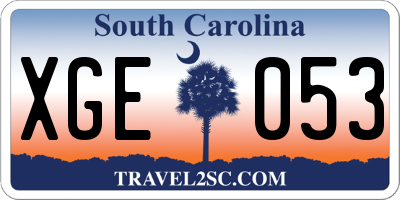 SC license plate XGE053