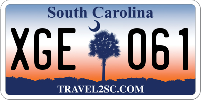 SC license plate XGE061