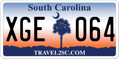 SC license plate XGE064