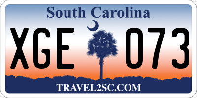 SC license plate XGE073