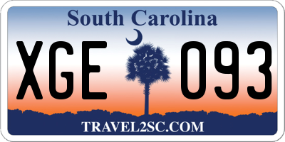 SC license plate XGE093