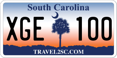 SC license plate XGE100