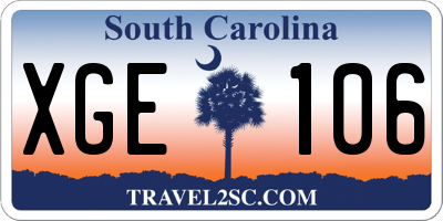 SC license plate XGE106
