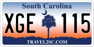 SC license plate XGE115