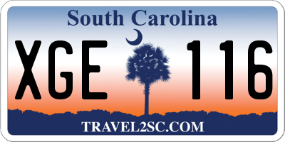 SC license plate XGE116