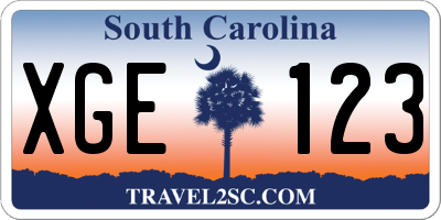 SC license plate XGE123
