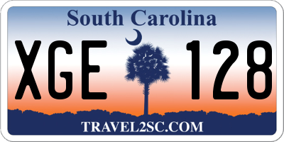 SC license plate XGE128