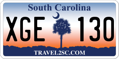 SC license plate XGE130