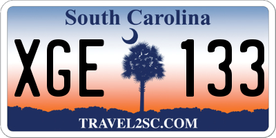 SC license plate XGE133