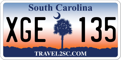 SC license plate XGE135