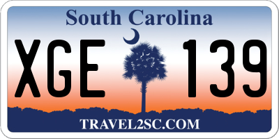 SC license plate XGE139