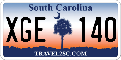 SC license plate XGE140