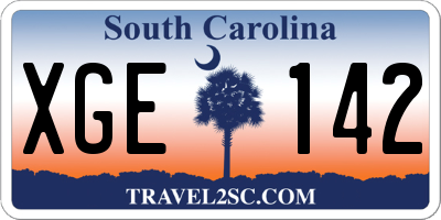 SC license plate XGE142