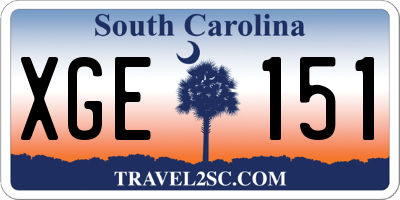 SC license plate XGE151