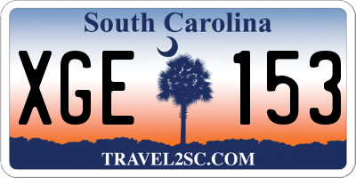 SC license plate XGE153