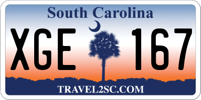 SC license plate XGE167