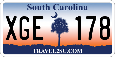 SC license plate XGE178