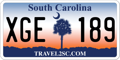 SC license plate XGE189