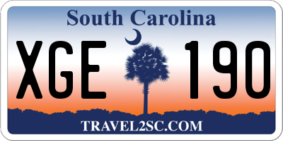 SC license plate XGE190