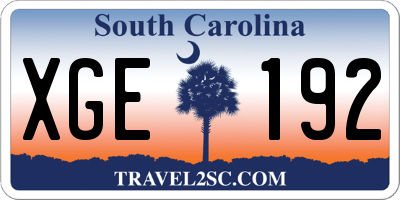 SC license plate XGE192