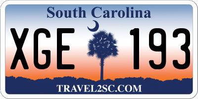 SC license plate XGE193