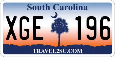 SC license plate XGE196
