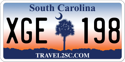 SC license plate XGE198