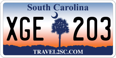 SC license plate XGE203