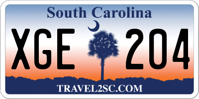 SC license plate XGE204