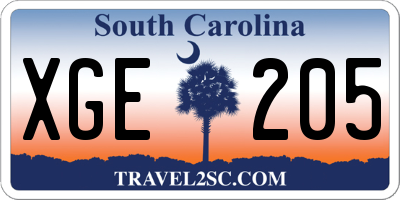 SC license plate XGE205