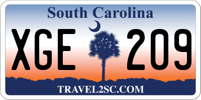 SC license plate XGE209