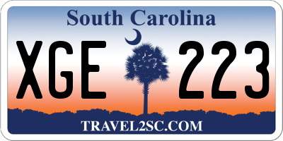 SC license plate XGE223